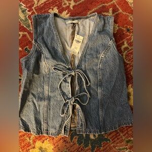 Abercrombie & Fitch Light Blue Women's Denim tie front top